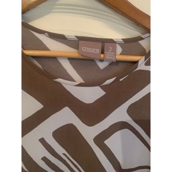 Chicos 2 Soft 12-14 Tunic Womens Geometric  Assymetric 3/4 Sleeve Plus Size - Picture 5 of 13